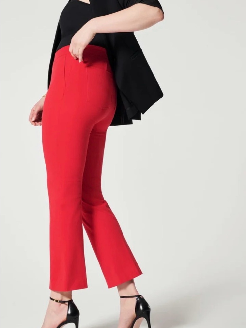 SPANX Red High-Waist On-The-Go Cropped Flare Pants